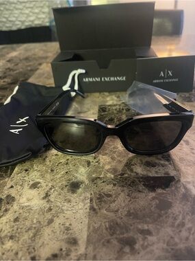 Armani Exchange Glossy Black Cat-Eye Sunglasses